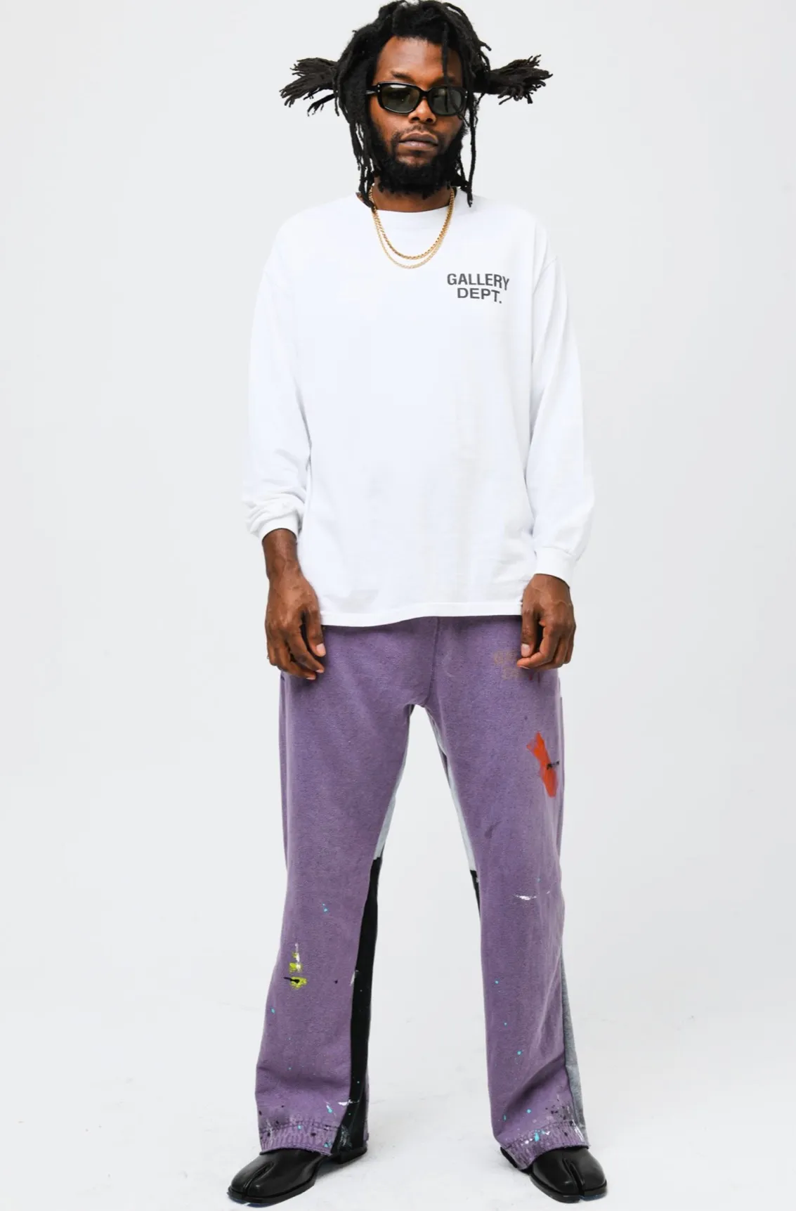 GALLERY DEPT. SOUVENIR L/S TEE English LOGO Basic Long Sleeve White S-XL Genuine Uniform Cylindrical No Side Seam Linen Cotton Fabric Garment Wash Preshrunk Correct Fit Correct Accessories